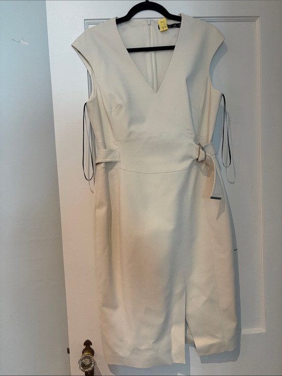 Karen Millen Dresses & Skirts - Karen Millen Ivory Belted Sheath Dress – Size 10